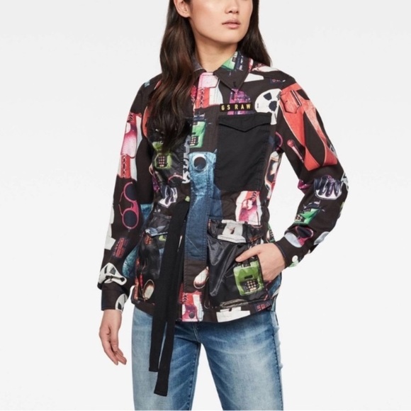 G-Star RAW Rovic Field Jacket Allover Printed Sustainability Artsy Novelty - Picture 1 of 16